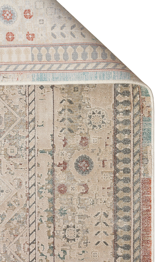 Andora 03 Beıge Yumuşak Dokulu Vintage Esintilere Sahip Over-dyed Sık Dokuma Bambu Salon Halısı