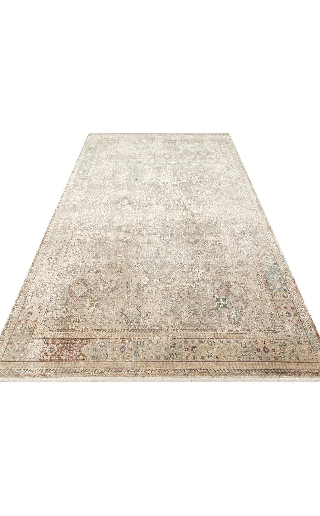 Andora 03 Beıge Yumuşak Dokulu Vintage Esintilere Sahip Over-dyed Sık Dokuma Bambu Salon Halısı