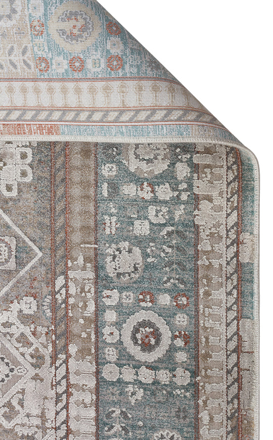 Andora 03 Grey Yumuşak Dokulu Vintage Esintilere Sahip Over-dyed Sık Dokuma Bambu Salon Halısı