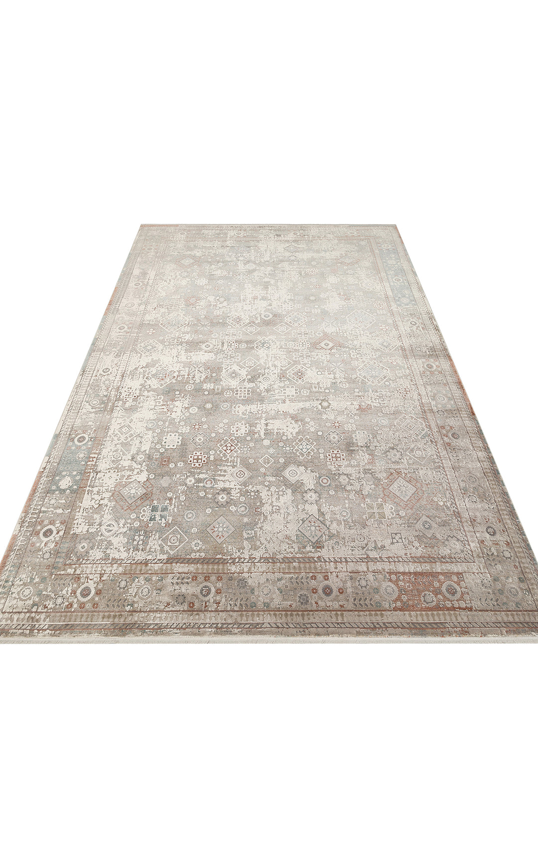 Andora 03 Grey Yumuşak Dokulu Vintage Esintilere Sahip Over-dyed Sık Dokuma Bambu Salon Halısı