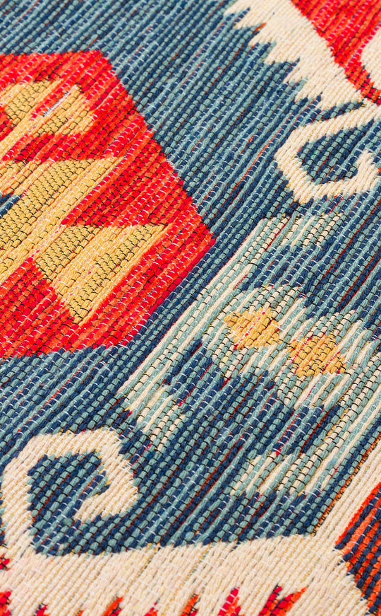 Ürgüp 06 Red %100 Pamuk ile Üretilen Etnik Desenlere Sahip Yıkanabilir Çift Taraflı İnce Kilim