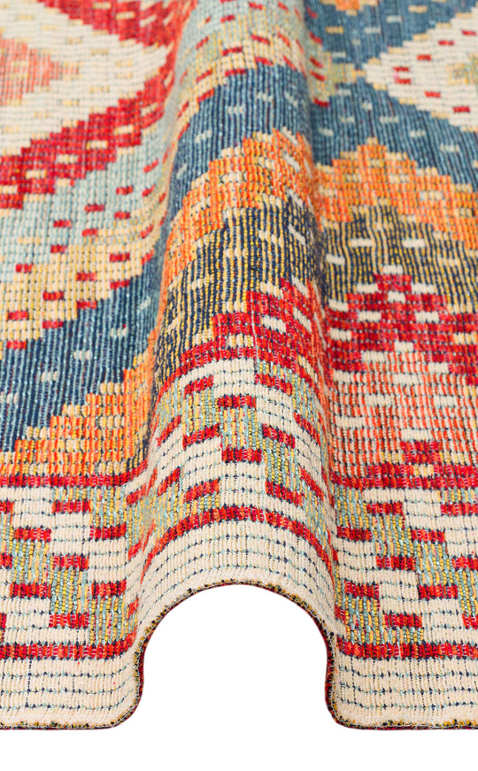 Ürgüp 10 Red %100 Pamuk ile Üretilen Etnik Desenlere Sahip Yıkanabilir Çift Taraflı İnce Kilim