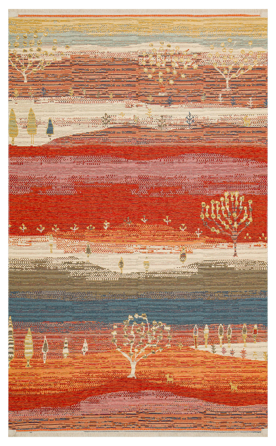 Ürgüp 12 Terra %100 Pamuk ile Üretilen Etnik Desenlere Sahip Yıkanabilir Çift Taraflı İnce Kilim