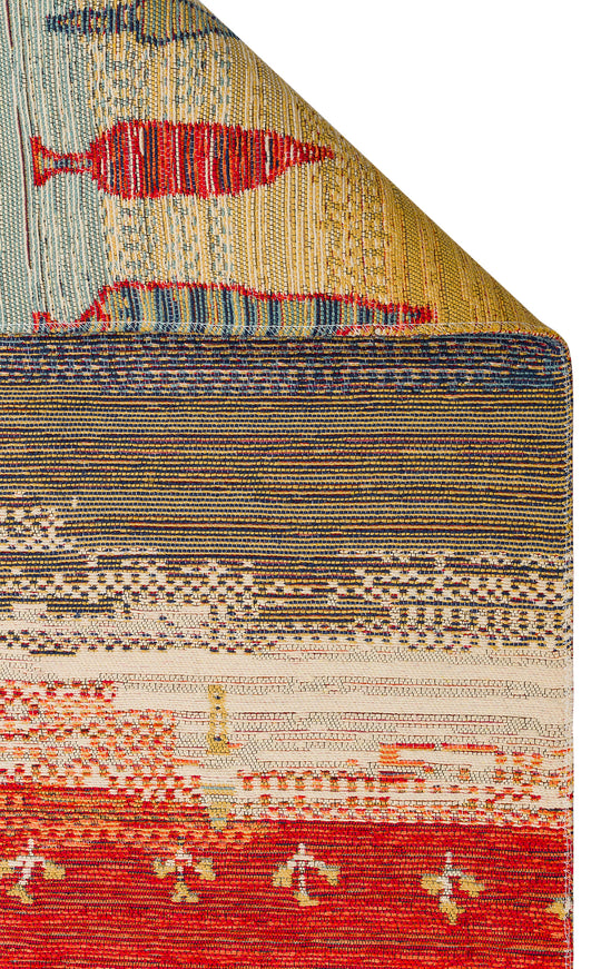 Ürgüp 12 Terra %100 Pamuk ile Üretilen Etnik Desenlere Sahip Yıkanabilir Çift Taraflı İnce Kilim