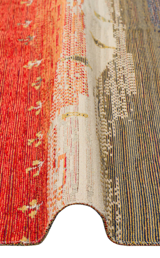 Ürgüp 12 Terra %100 Pamuk ile Üretilen Etnik Desenlere Sahip Yıkanabilir Çift Taraflı İnce Kilim