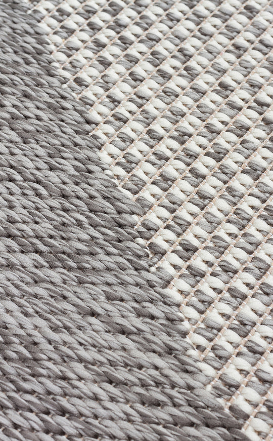 Samos 03 Grey Kaymaz Tabanlı Makine de Yıkanabilir, Silinebilir Mutfak Halısı Sisal Kilim