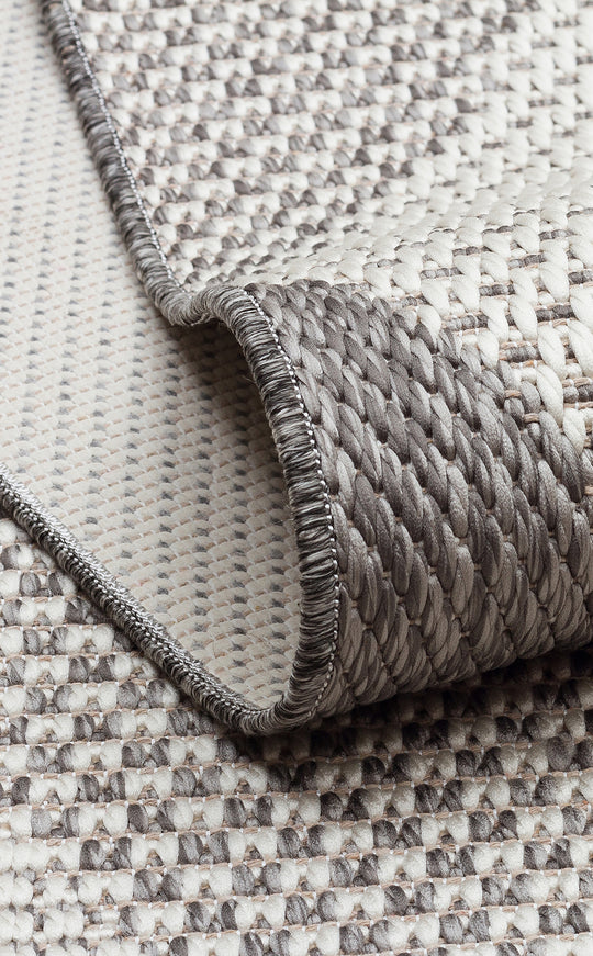 Samos 03 Grey Kaymaz Tabanlı Makine de Yıkanabilir, Silinebilir Mutfak Halısı Sisal Kilim