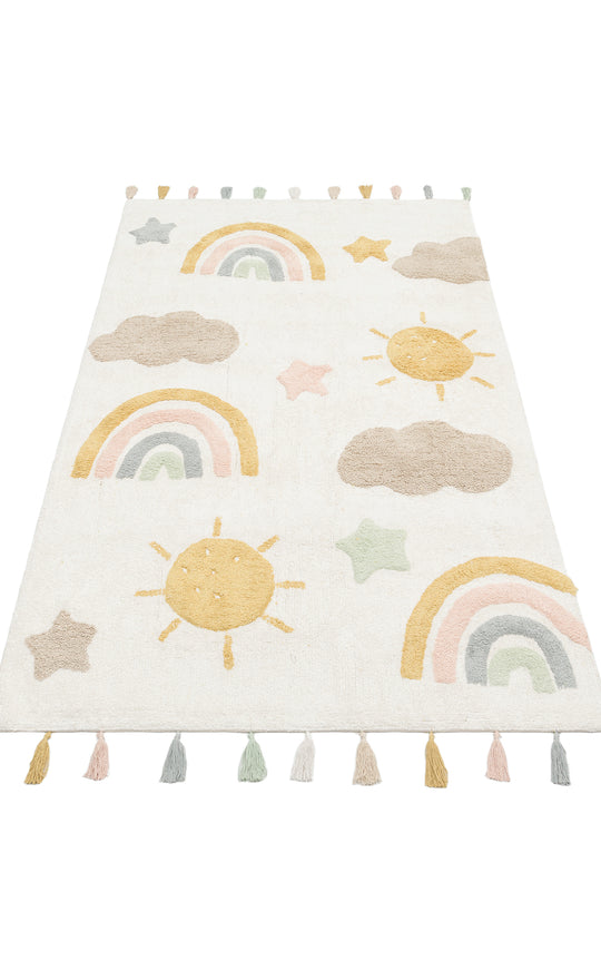 Candy Baby 10 %100 Pamuk Naturel Malzeme ile Üretilmiş Kaymaz Bebek Çocuk Halısı