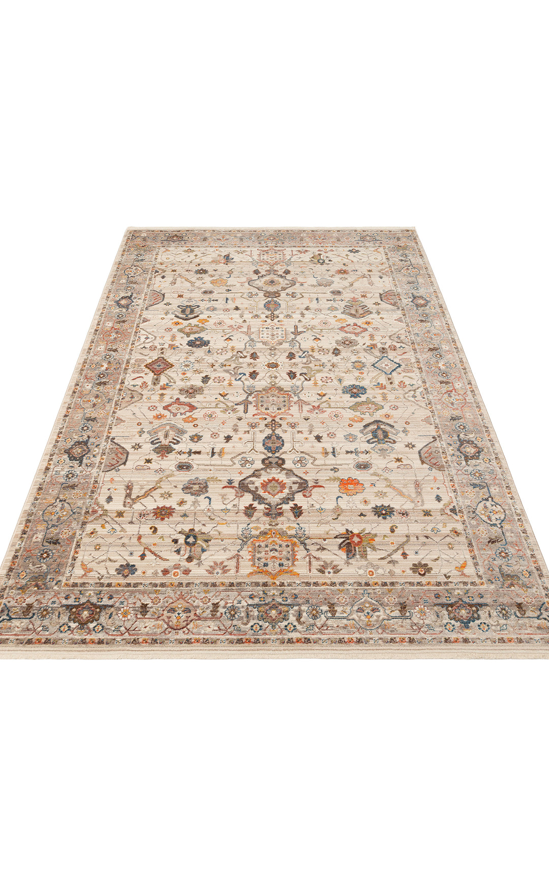Caretta 01 Cream Grey Yumuşak Doku Vintage Eskitme Desenli Sıcak Renk Tonlarına Sahip Salon Halısı