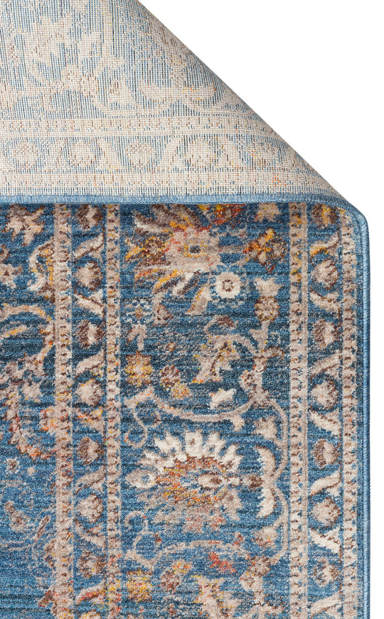 Caretta 18 Navy Yumuşak Doku Vintage Eskitme Desenli Sıcak Renk Tonlarına Sahip Salon Halısı