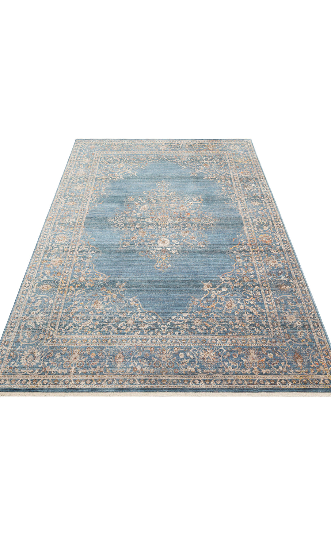 Caretta 18 Navy Yumuşak Doku Vintage Eskitme Desenli Sıcak Renk Tonlarına Sahip Salon Halısı