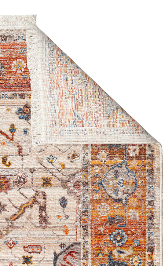 Caretta 01 Cream Terra Yumuşak Doku Vintage Eskitme Desenli Sıcak Renk Tonlarına Sahip Salon Halısı