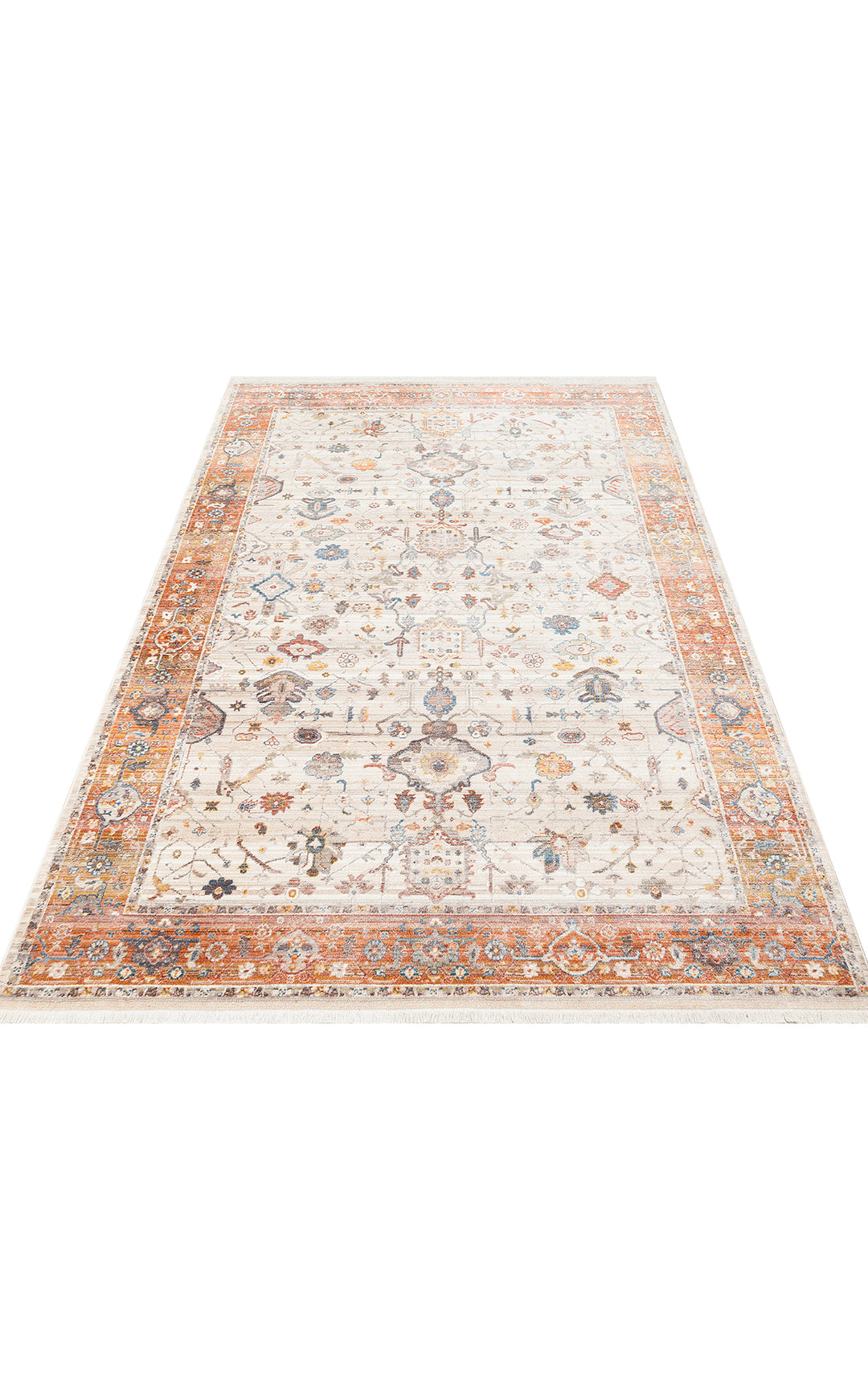 Caretta 01 Cream Terra Yumuşak Doku Vintage Eskitme Desenli Sıcak Renk Tonlarına Sahip Salon Halısı