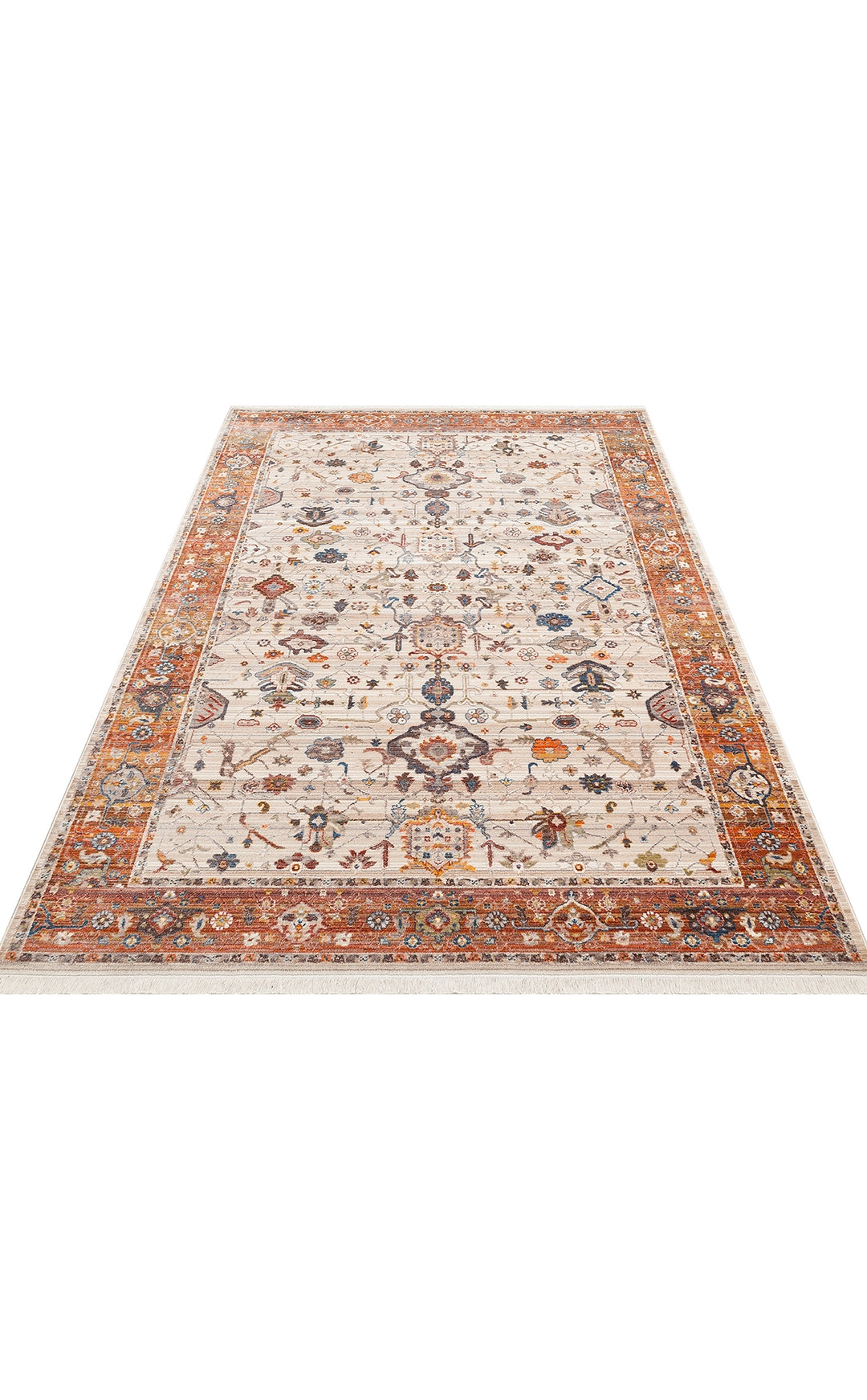 Caretta 01 Cream Terra Yumuşak Doku Vintage Eskitme Desenli Sıcak Renk Tonlarına Sahip Salon Halısı
