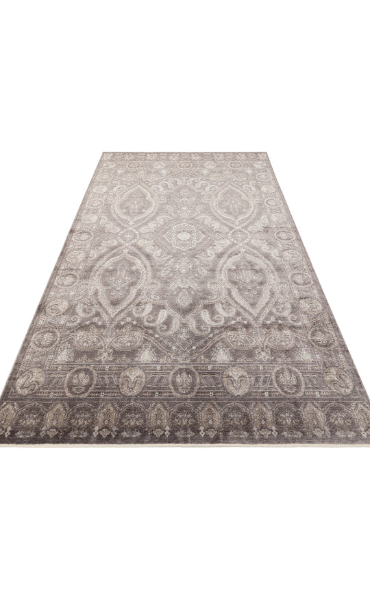 Pera 03 Smoke Grey Uşaklı Kadınların Yoğun El Emeği ile Dokunan Soyut Desenli, Salon Halısı