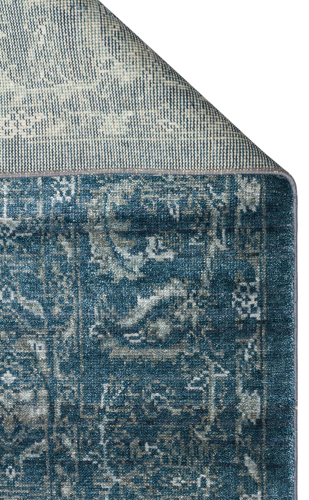 Pera 02 Navy Uşaklı Kadınların Yoğun El Emeği ile Dokunan Soyut Desenli, Salon Halısı