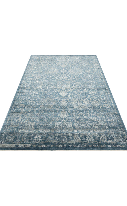Pera 02 Navy Uşaklı Kadınların Yoğun El Emeği ile Dokunan Soyut Desenli, Salon Halısı
