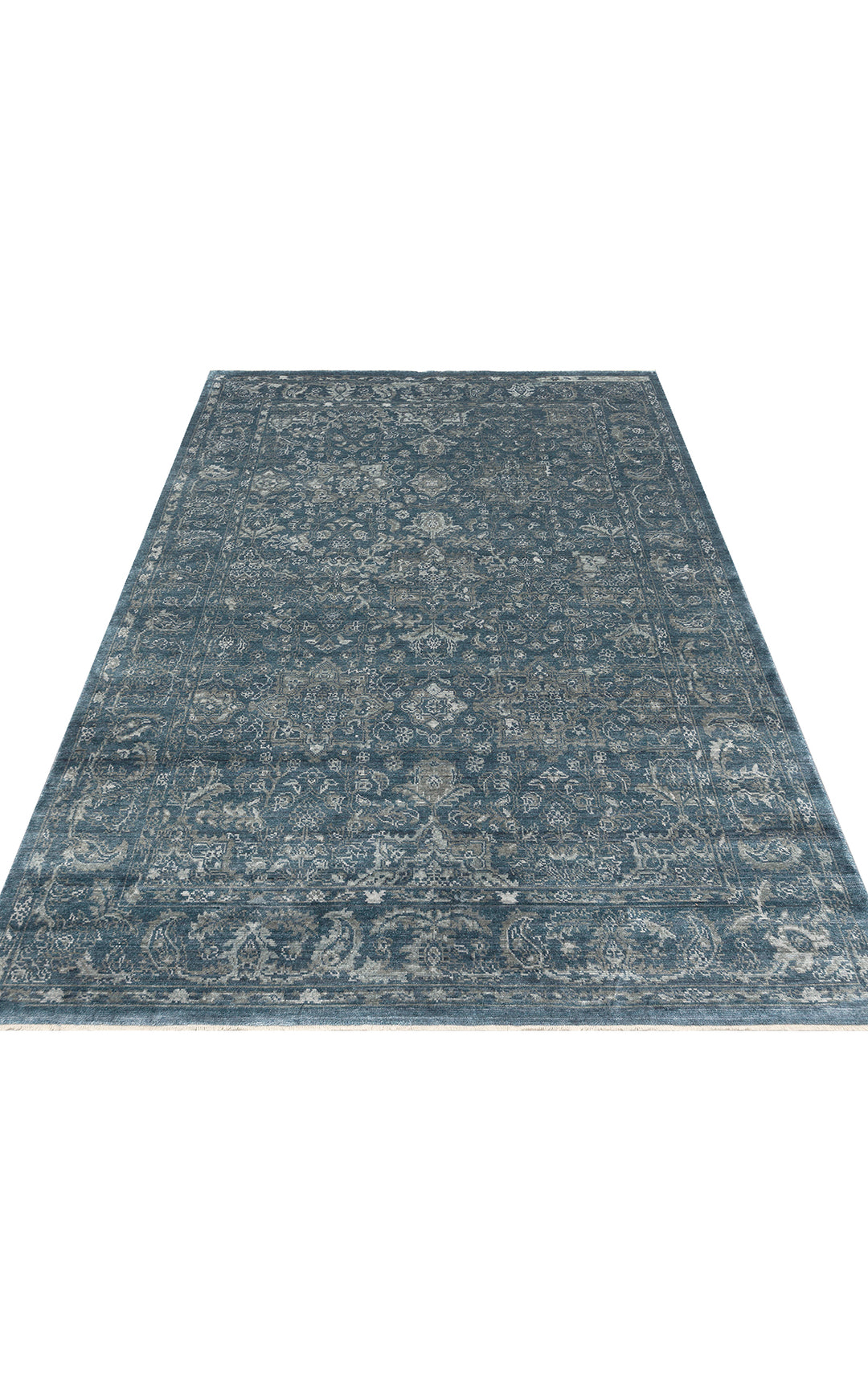 Pera 02 Navy Uşaklı Kadınların Yoğun El Emeği ile Dokunan Soyut Desenli, Salon Halısı