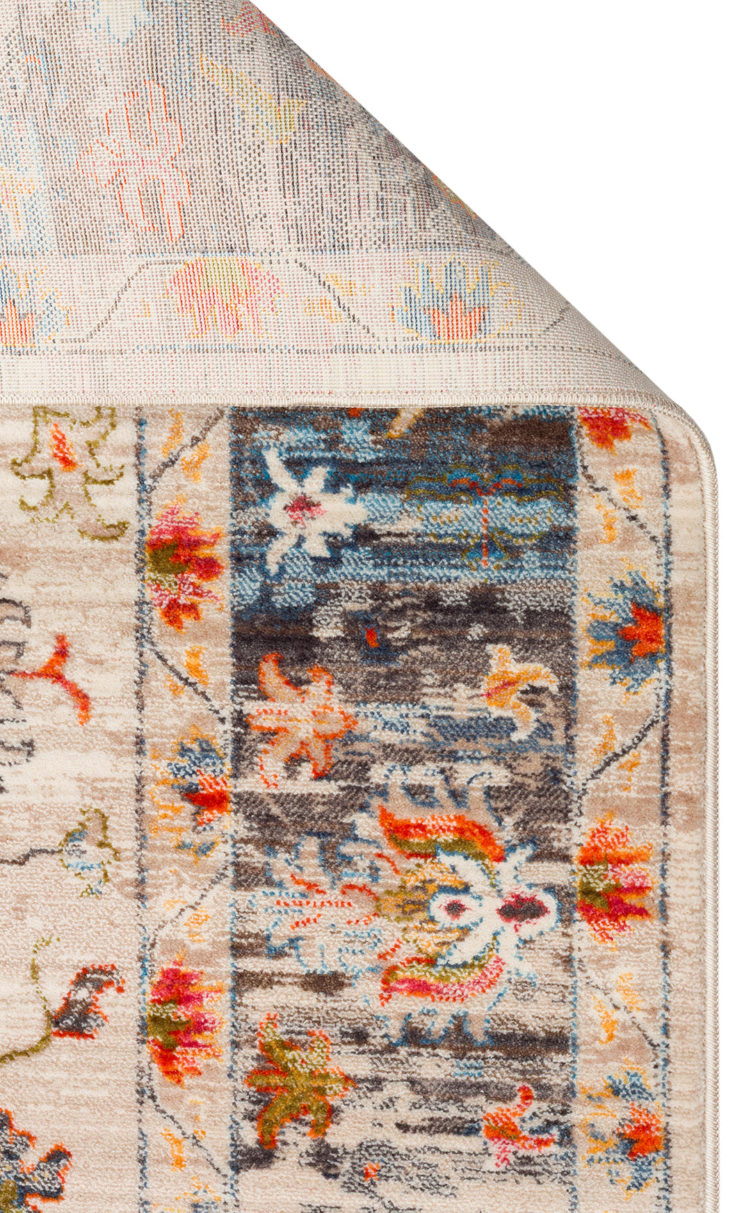 Caretta 19 Beıge Multy Yumuşak Doku Vintage Eskitme Desenli Sıcak Renk Tonlarına Sahip Salon Halısı