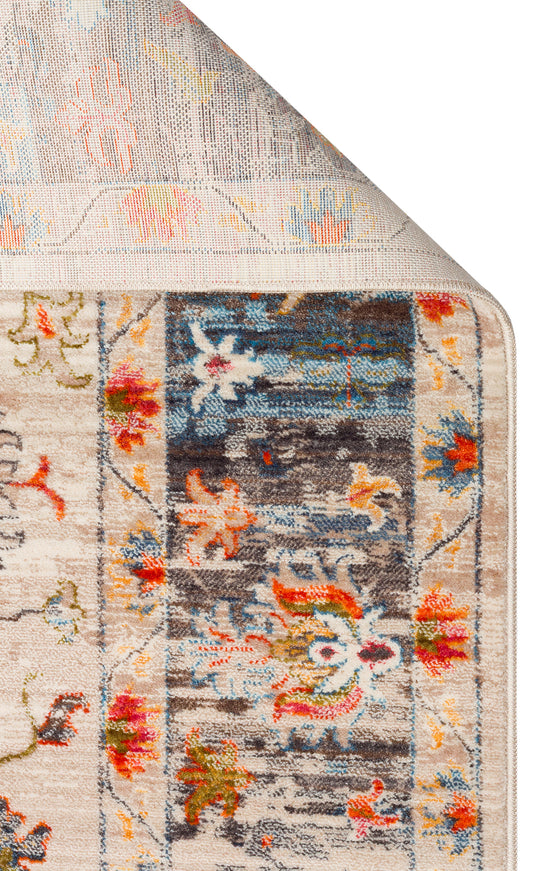 Caretta 19 Beıge Multy Yumuşak Doku Vintage Eskitme Desenli Sıcak Renk Tonlarına Sahip Salon Halısı