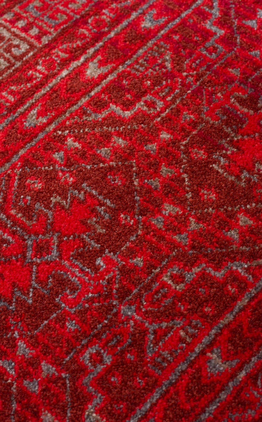 Caretta 17 Red Yumuşak Doku Vintage Eskitme Desenli Sıcak Renk Tonlarına Sahip Salon Halısı