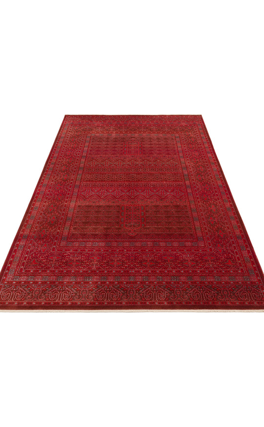 Caretta 17 Red Yumuşak Doku Vintage Eskitme Desenli Sıcak Renk Tonlarına Sahip Salon Halısı