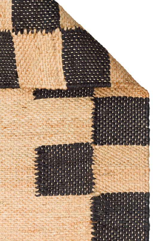 Maldiv 13 Natural Black Jüt %100 El Dokuma Hasır Halı Antre, Hol, Balkon, Oturma Odası Halısı