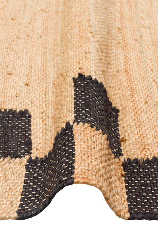 Maldiv 13 Natural Black Jüt %100 El Dokuma Hasır Halı Antre, Hol, Balkon, Oturma Odası Halısı