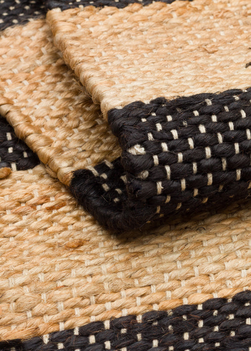 Maldiv 13 Natural Black Jüt %100 El Dokuma Hasır Halı Antre, Hol, Balkon, Oturma Odası Halısı