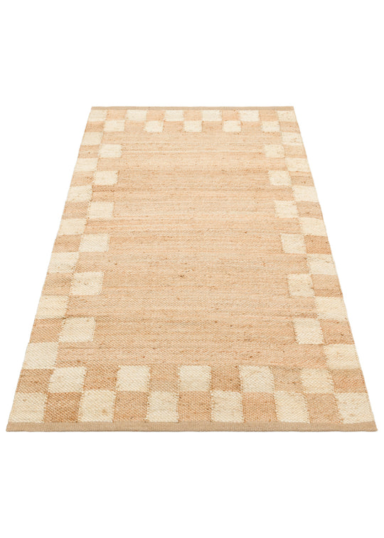 Maldiv 13 Natural White Jüt %100 El Dokuma Hasır Halı Antre, Hol, Balkon, Oturma Odası Halısı