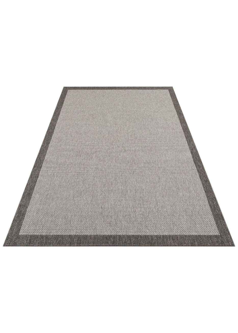 Samos 05 Antrasit Black Kaymaz Tabanlı Makine de Yıkanabilir, Silinebilir Mutfak Halısı Sisal Kilim