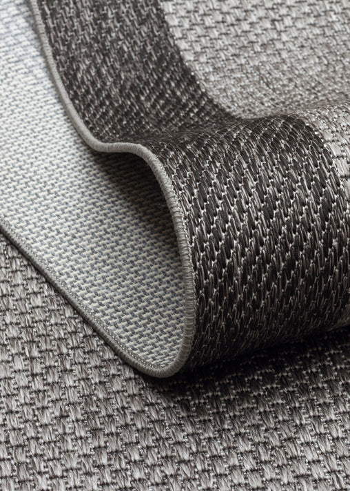 Samos 05 Antrasit Black Kaymaz Tabanlı Makine de Yıkanabilir, Silinebilir Mutfak Halısı Sisal Kilim