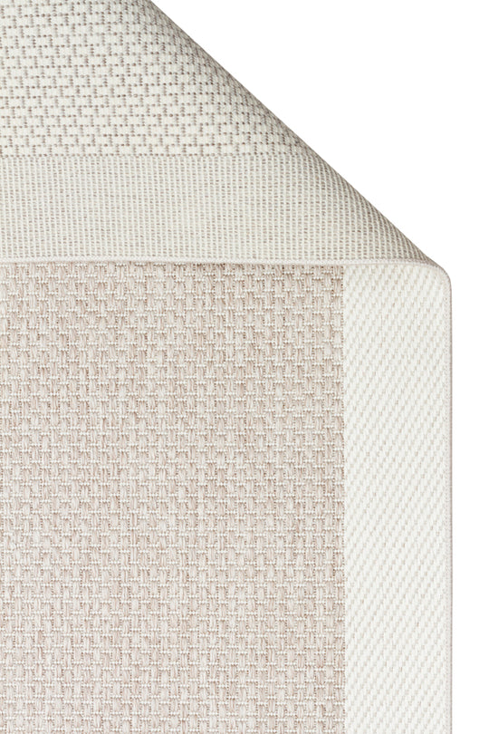 Samos 05 Beige Cream Kaymaz Tabanlı Makine de Yıkanabilir, Silinebilir Mutfak Halısı Sisal Kilim