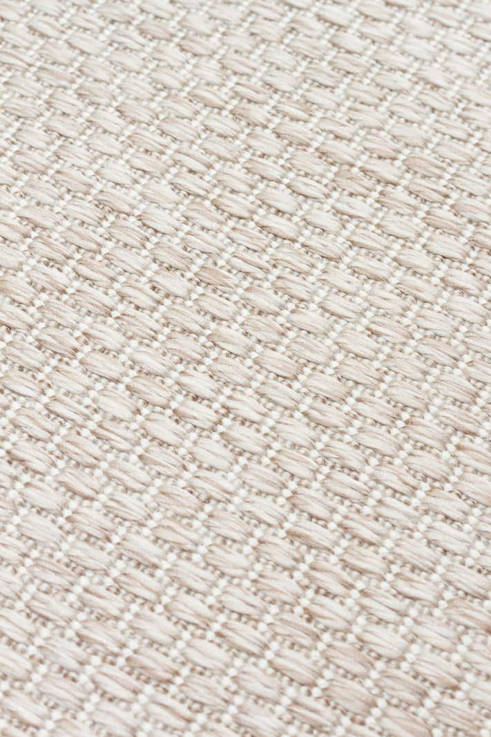Samos 05 Beige Cream Kaymaz Tabanlı Makine de Yıkanabilir, Silinebilir Mutfak Halısı Sisal Kilim