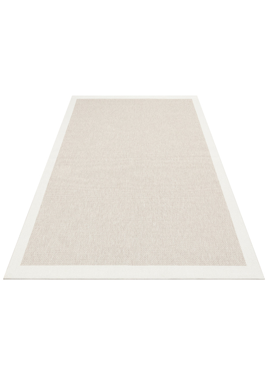 Samos 05 Beige Cream Kaymaz Tabanlı Makine de Yıkanabilir, Silinebilir Mutfak Halısı Sisal Kilim