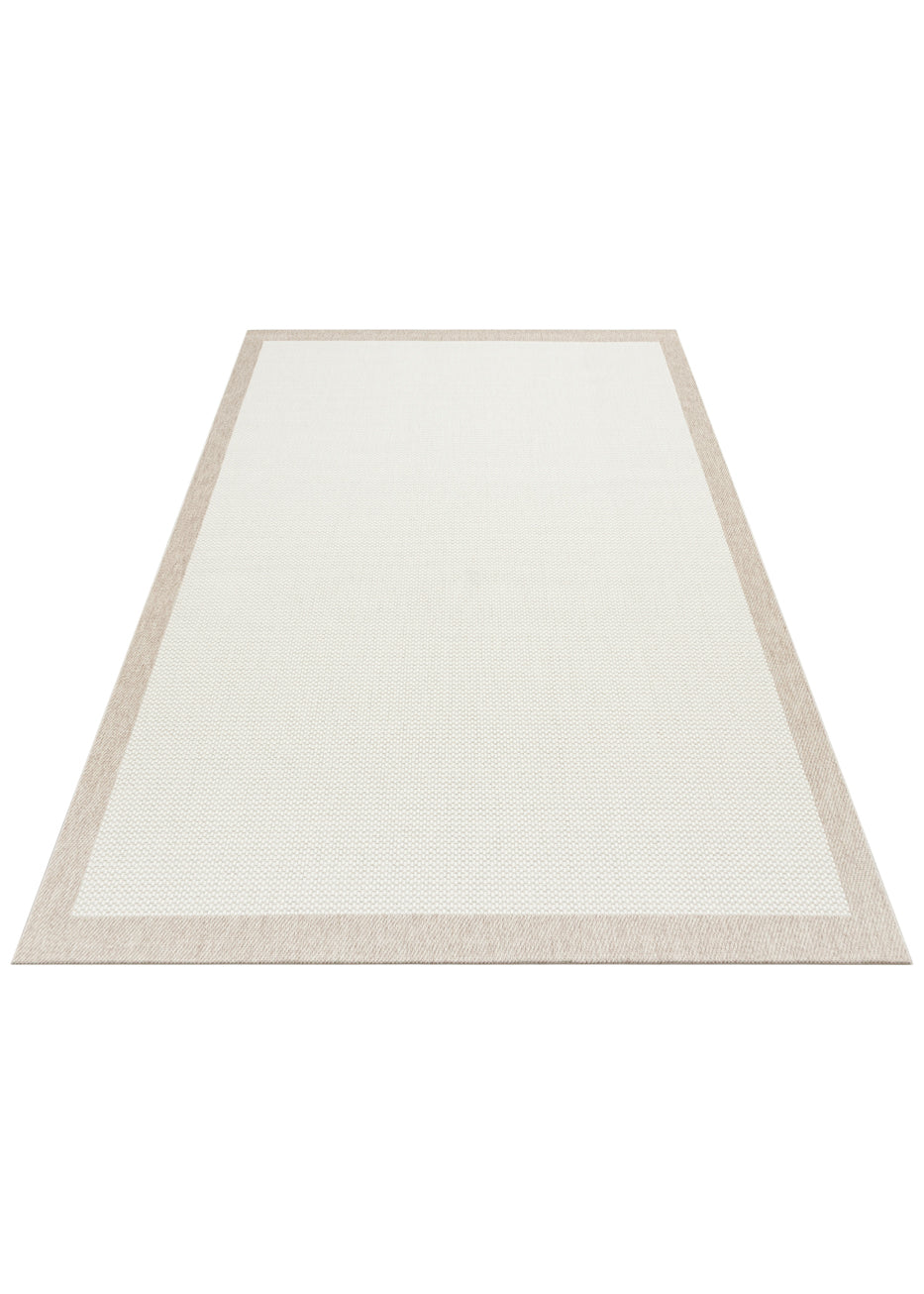 Samos 05 Cream Beige Kaymaz Tabanlı Makine de Yıkanabilir, Silinebilir Mutfak Halısı Sisal Kilim