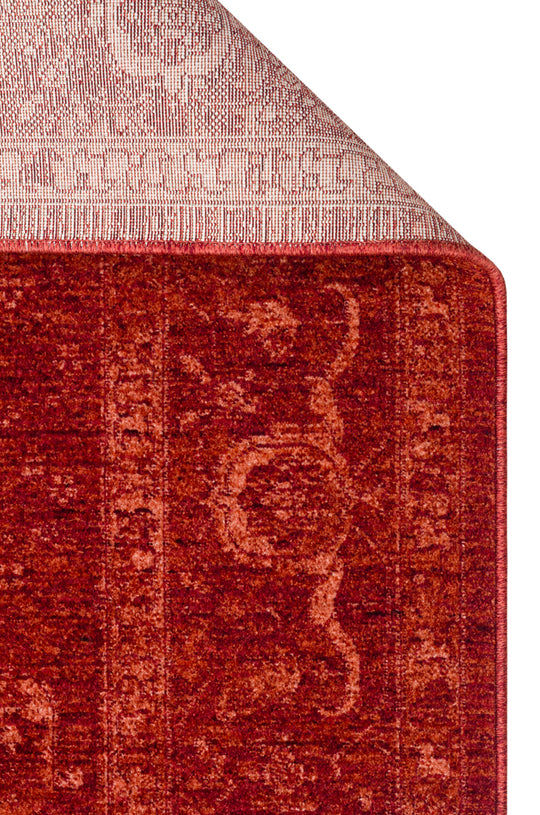 Harmoni 03 Red Vintage Eskitme Desenli Yumuşak Dokulu Şık Mutfak Koridor Salon Halısı