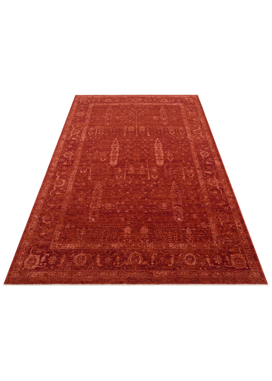 Harmoni 03 Red Vintage Eskitme Desenli Yumuşak Dokulu Şık Mutfak Koridor Salon Halısı