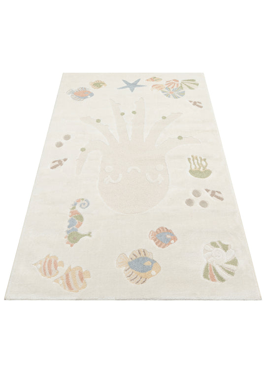 MiniZoo 01 Cream Multy Pastel Renklere Sahip Hayvan Figürlü Bebek ve Çocuk Odası Halısı