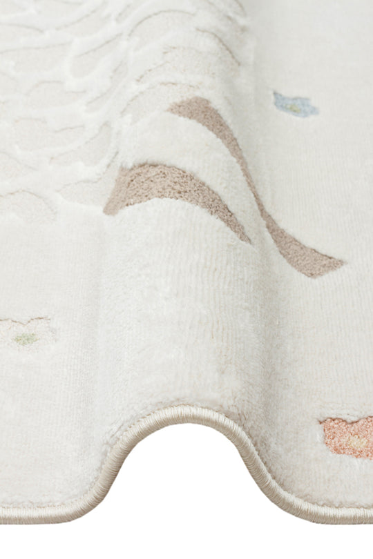 MiniZoo 02 Cream Multy Pastel Renklere Sahip Hayvan Figürlü Bebek ve Çocuk Odası Halısı