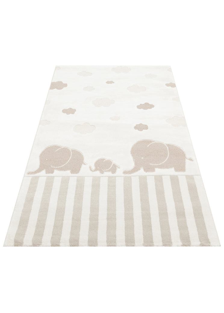 MiniZoo 03 Cream Beige Pastel Renklere Sahip Hayvan Figürlü Bebek ve Çocuk Odası Halısı