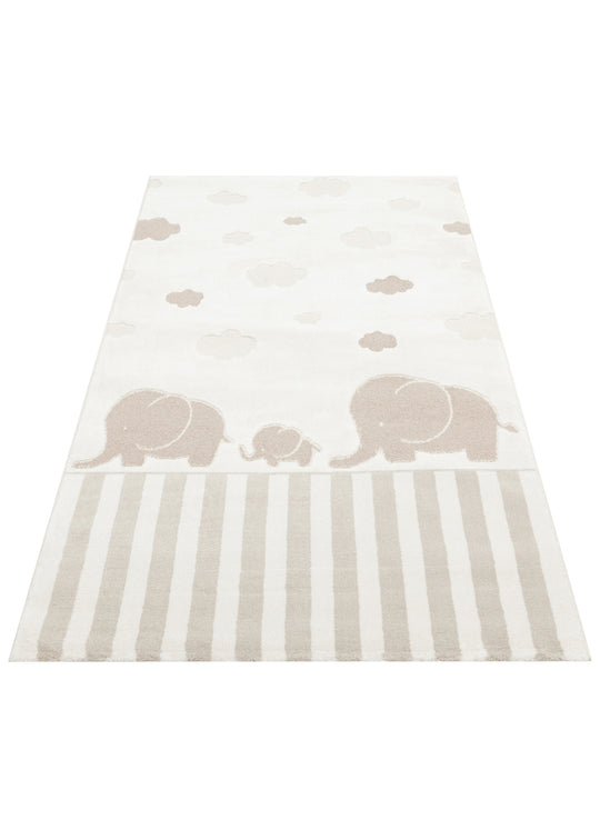 MiniZoo 03 Cream Beige Pastel Renklere Sahip Hayvan Figürlü Bebek ve Çocuk Odası Halısı