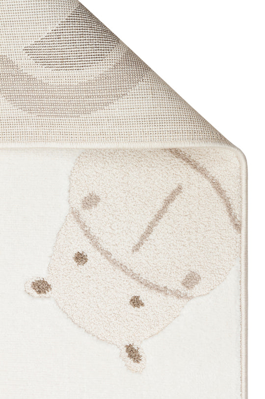MiniZoo 04 Cream Beige Pastel Renklere Sahip Hayvan Figürlü Bebek ve Çocuk Odası Halısı