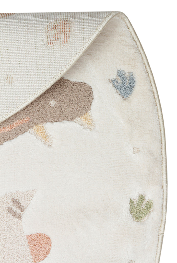 MiniZoo 07 Cream Multy Q Canlı Renklere Sahip Hayvan Figürlü Bebek ve Çocuk Odası Halısı