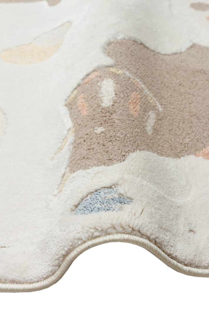MiniZoo 07 Cream Multy Q Canlı Renklere Sahip Hayvan Figürlü Bebek ve Çocuk Odası Halısı