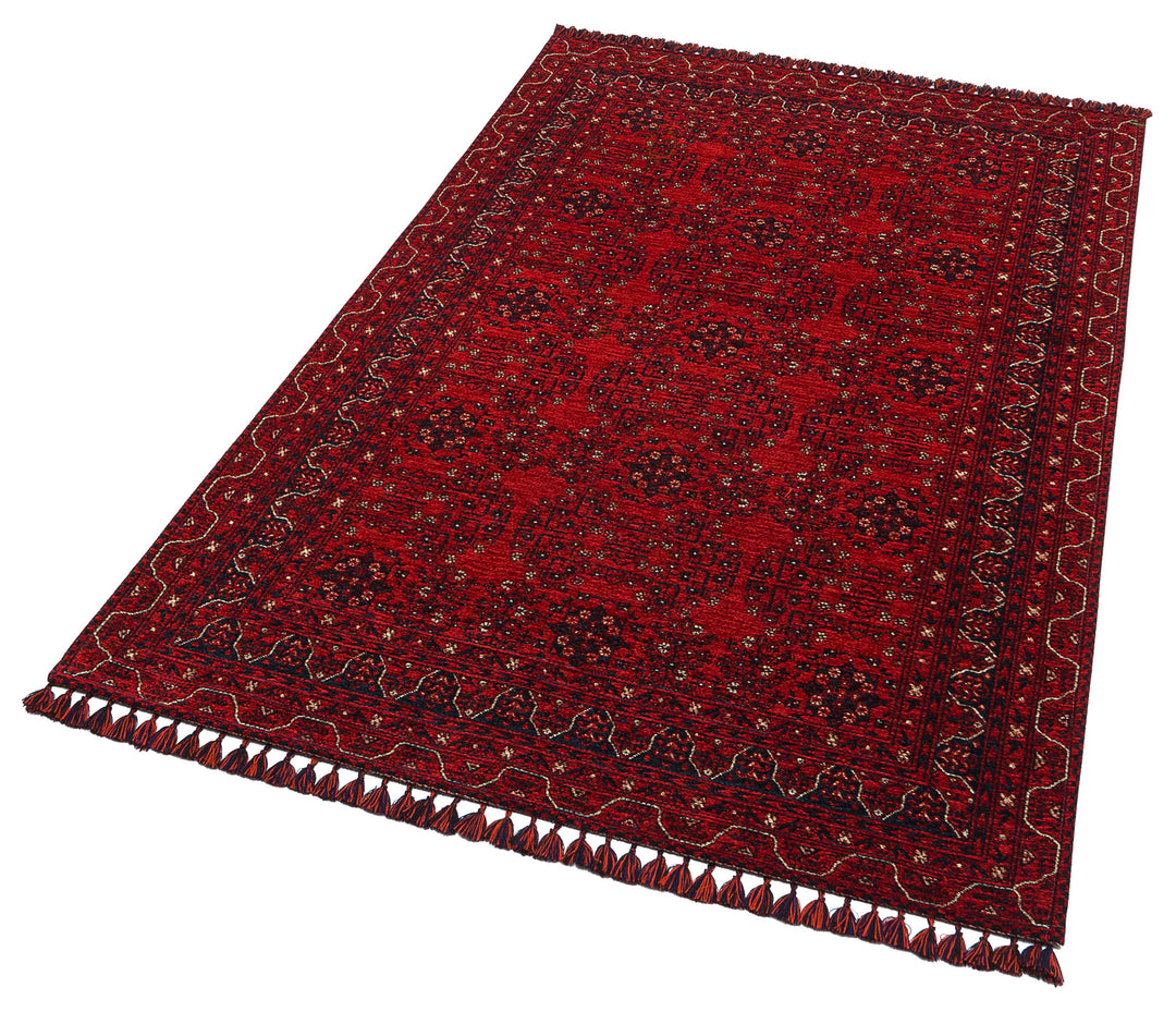Şiraz 02 Red Afgan El Dokuma Desenli Hav Toz Vermez Salon, Mutfak, Koridor Yıkanabilir Kaymaz Kilim