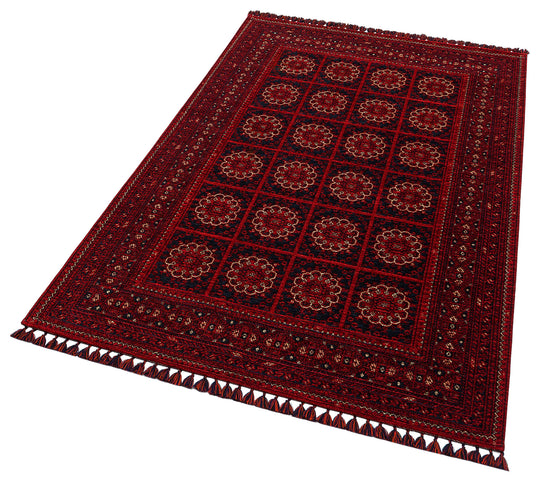 Şiraz 03 Red Afgan El Dokuma Desenli Hav Toz Vermez Salon, Mutfak, Koridor Yıkanabilir Kaymaz Kilim