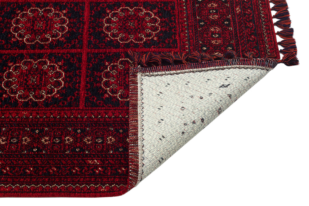 Şiraz 03 Red Afgan El Dokuma Desenli Hav Toz Vermez Salon, Mutfak, Koridor Yıkanabilir Kaymaz Kilim