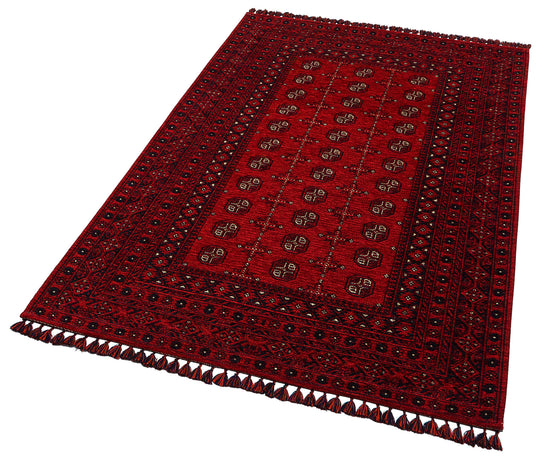 Şiraz 04 Red Afgan El Dokuma Desenli Hav Toz Vermez Salon, Mutfak, Koridor Yıkanabilir Kaymaz Kilim