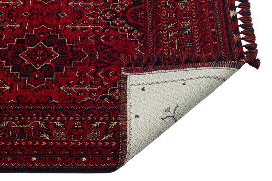 Şiraz 05 Red Afgan El Dokuma Desenli Hav Toz Vermez Salon, Mutfak, Koridor Yıkanabilir Kaymaz Kilim